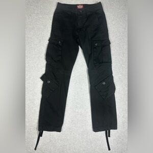 Matchstick Cargo Pant Mens 29 Black Utility Pocket Tactical Drawstring Paratroop